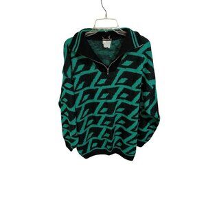 Vintage Sprit Sport Women's Large Abstract Print Sweater 80s Theme Oversized